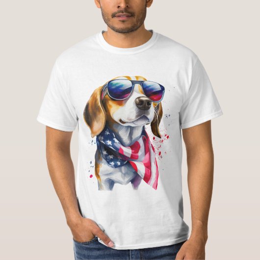 Beagle Dog Sublimatie Waterverf T-shirt (Voorkant)