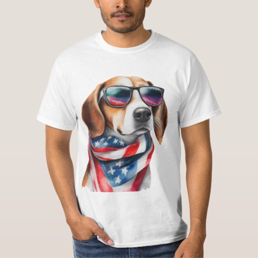 Beagle Dog Sublimatie Waterverf T-shirt (Voorkant)