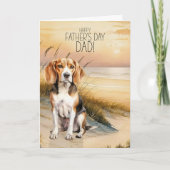 Beagle Dog Sunset Beach Vaderdag Feestdagen Kaart (Voorkant)