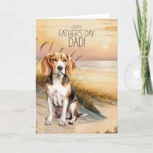 Beagle Dog Sunset Beach Vaderdag Feestdagen Kaart