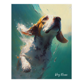 Beagle dog swimming in water 005 perfect poster
