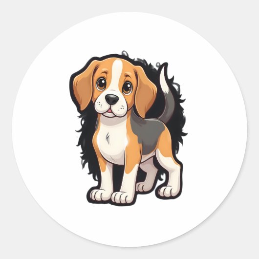 Beagle Dog T-shirt Ronde Sticker (Voorkant)