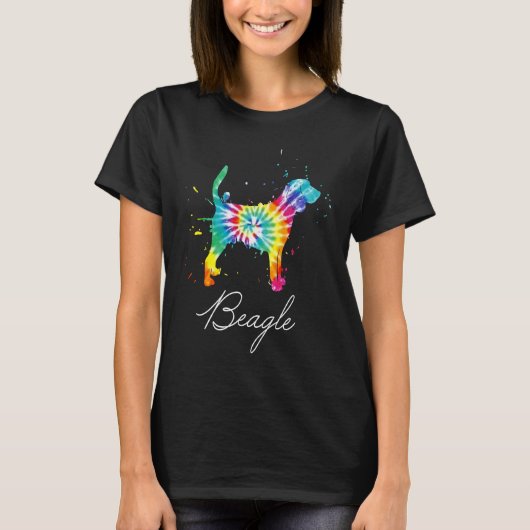 Beagle Dog Tie Dye Rainbow Dog mam Love T-shirt (Voorkant)