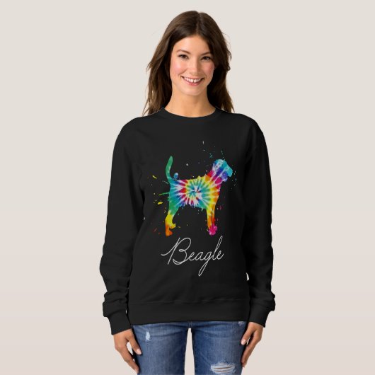 Beagle Dog Tie Dye Rainbow Dog mam Love Trui (Voorkant volledig)