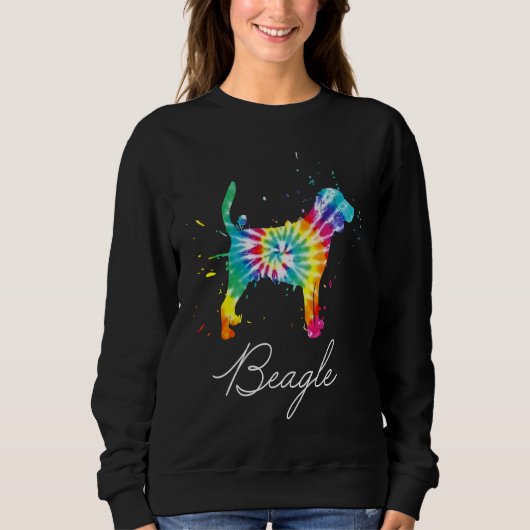 Beagle Dog Tie Dye Rainbow Dog mam Love Trui (Voorkant)