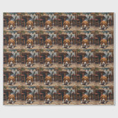 Beagle Dog Tracking Gingerbread Christmas Fun Art Cadeaupapier (Vlak)