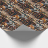 Beagle Dog Tracking Gingerbread Christmas Fun Art Cadeaupapier (Hoek)