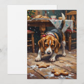 Beagle Dog Tracking Gingerbread Christmas Fun Art Feestdagenkaart (Voorkant / Achterkant)