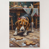 Beagle Dog Tracking Gingerbread Christmas Fun Art Legpuzzel (Verticaal)