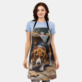 Beagle Dog Tracking Gingerbread Christmas Fun Art Schort (Gedragen)