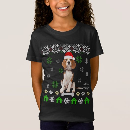 Beagle Dog Ugly Kerstmis - Beagle Dog Pet Santa T-shirt (Voorkant)