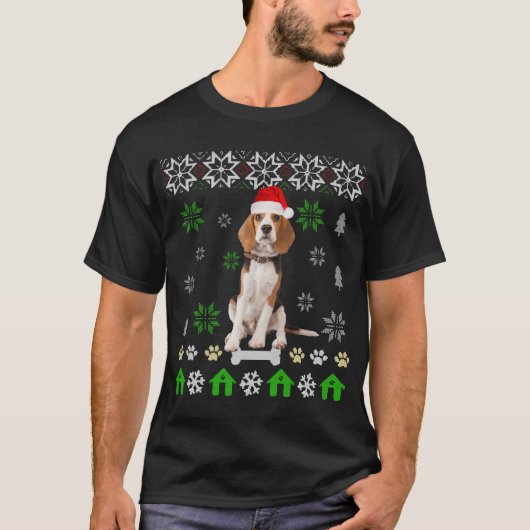 Beagle Dog Ugly Kerstmis - Beagle Dog Pet Santa T-shirt (Voorkant)