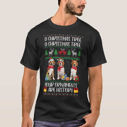 Beagle Dog Ugly Sweater kerstpap Dog T-shirt (Voorkant)
