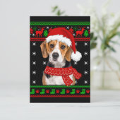 Beagle Dog Ugly Sweater Kerstpuppy Hondenliefhebbe Bedankkaart (Staand voorkant)