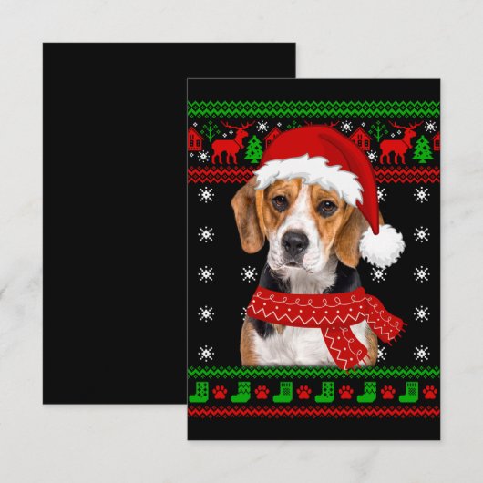 Beagle Dog Ugly Sweater Kerstpuppy Hondenliefhebbe Bedankkaart (Voorkant / Achterkant)