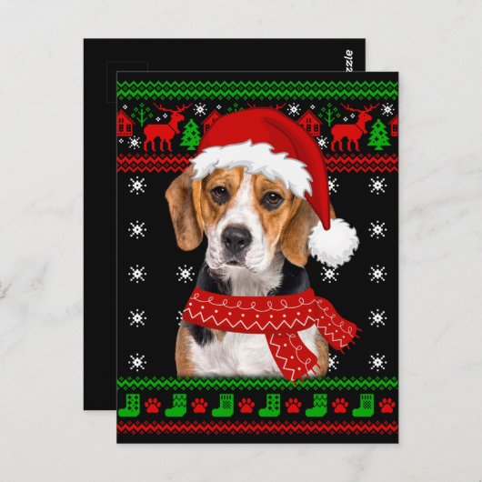 Beagle Dog Ugly Sweater Kerstpuppy Hondenliefhebbe Briefkaart (Voorkant / Achterkant)