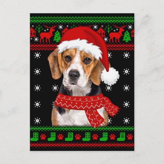 Beagle Dog Ugly Sweater Kerstpuppy Hondenliefhebbe Briefkaart (Voorkant)