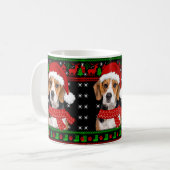 Beagle Dog Ugly Sweater Kerstpuppy Hondenliefhebbe Koffiemok (Voorkant links)