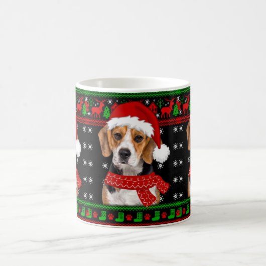 Beagle Dog Ugly Sweater Kerstpuppy Hondenliefhebbe Koffiemok (Center)