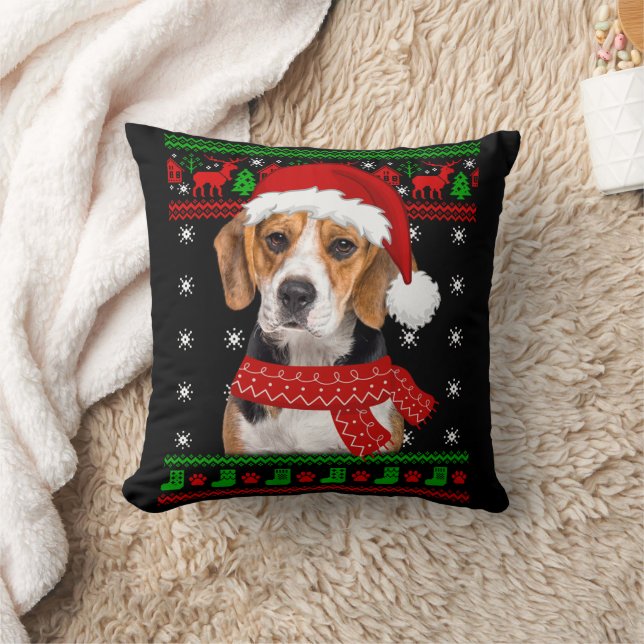 Beagle Dog Ugly Sweater Kerstpuppy Hondenliefhebbe Kussen (Deken)