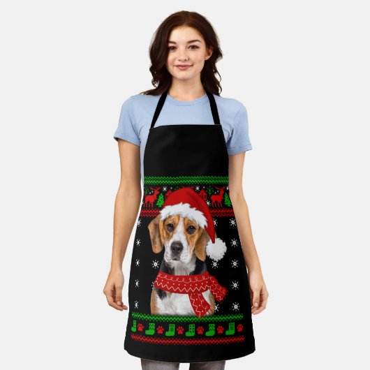 Beagle Dog Ugly Sweater Kerstpuppy Hondenliefhebbe Schort (Gedragen)