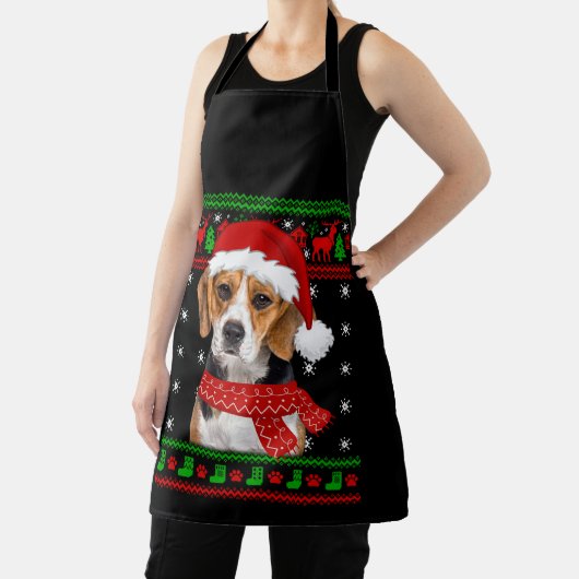 Beagle Dog Ugly Sweater Kerstpuppy Hondenliefhebbe Schort (Insitu)