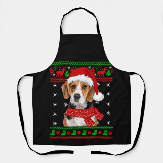 Beagle Dog Ugly Sweater Kerstpuppy Hondenliefhebbe Schort (Voorkant)