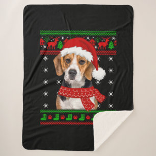 Beagle Dog Ugly Sweater Kerstpuppy Hondenliefhebbe Sherpa Deken