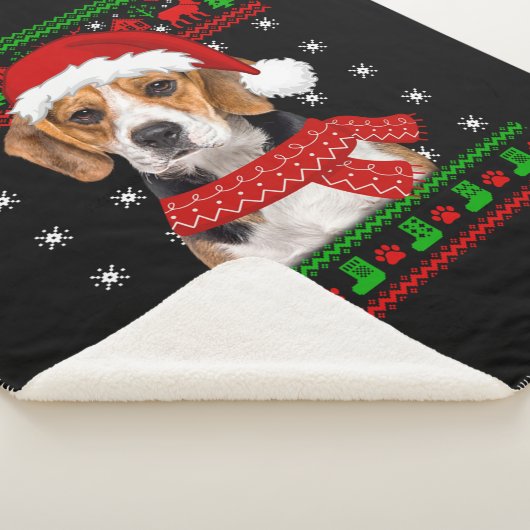 Beagle Dog Ugly Sweater Kerstpuppy Hondenliefhebbe Sherpa Deken (3/4)