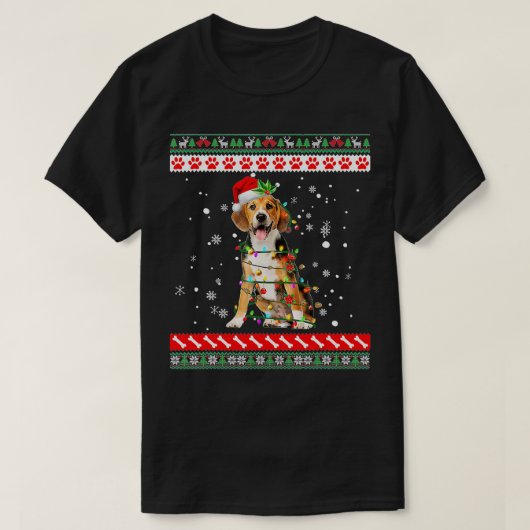 Beagle Dog Ugly Sweater Kerstpuppy Hondenliefhebbe T-shirt (Design voorkant)