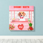 Beagle Dog Valentijnsdag Kissing Booth Canvas Afdruk (Insitu (Houten vloer))