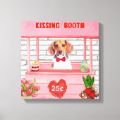 Beagle Dog Valentijnsdag Kissing Booth Canvas Afdruk (Voorkant)
