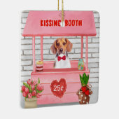 Beagle Dog Valentijnsdag Kissing Booth Keramisch Ornament (Rechts)