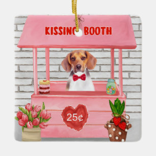 Beagle Dog Valentijnsdag Kissing Booth Keramisch Ornament