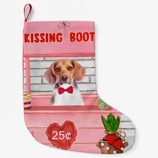 Beagle Dog Valentijnsdag Kissing Booth Kleine Kerstsok (Voorkant)