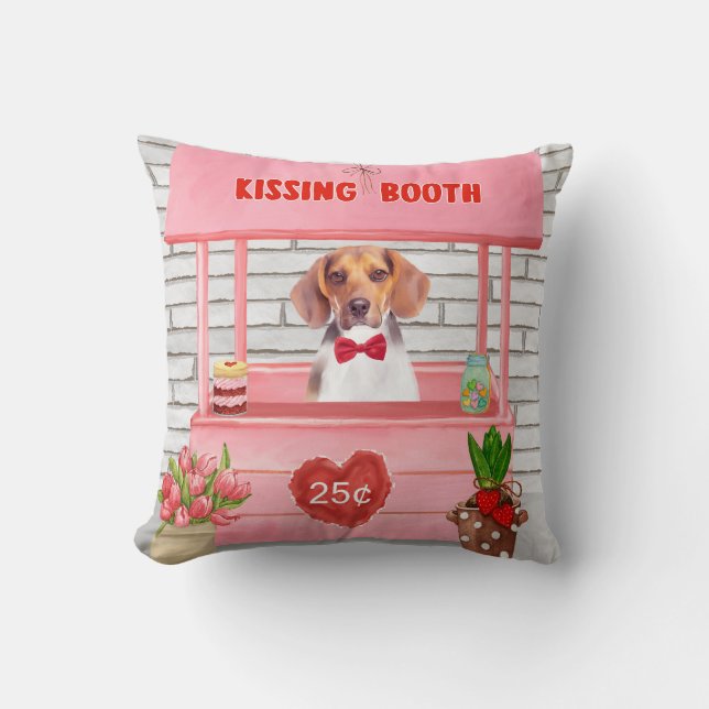 Beagle Dog Valentijnsdag Kissing Booth Kussen (Voorkant)