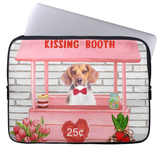 Beagle Dog Valentijnsdag Kissing Booth Laptop Sleeve (Voorkant)