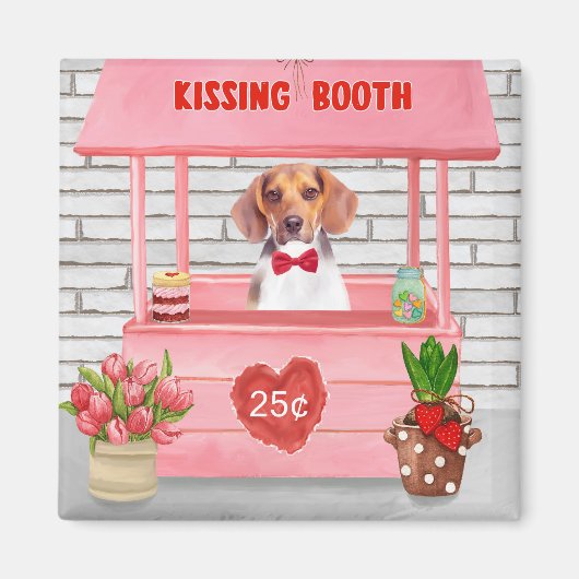 Beagle Dog Valentijnsdag Kissing Booth Magneet (Voorkant)