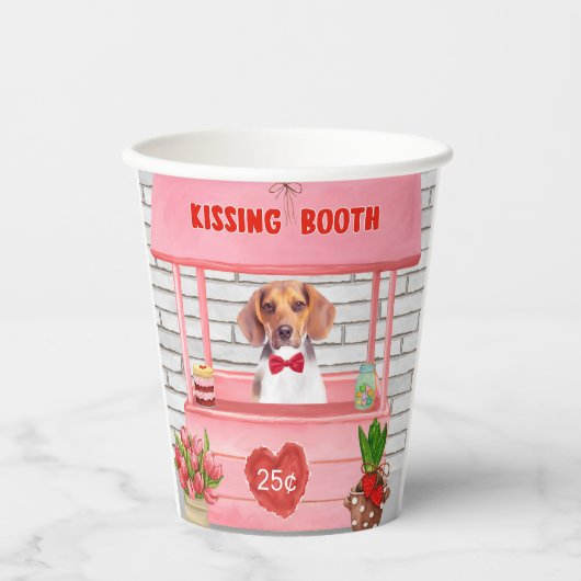 Beagle Dog Valentijnsdag Kissing Booth Papieren Bekers (Voorkant)