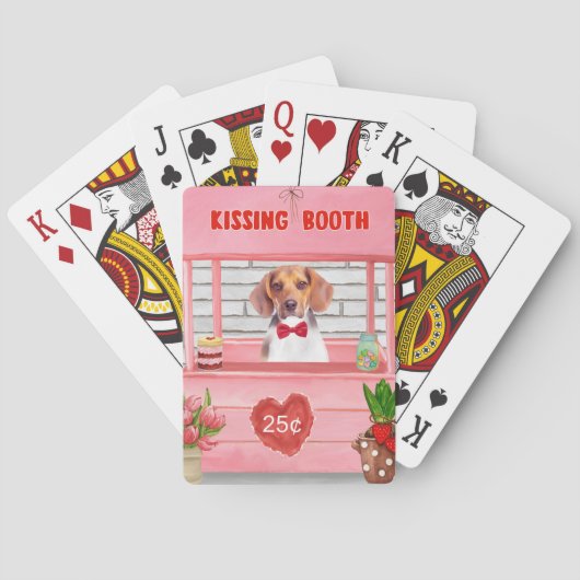 Beagle Dog Valentijnsdag Kissing Booth Pokerkaarten (Achterkant)