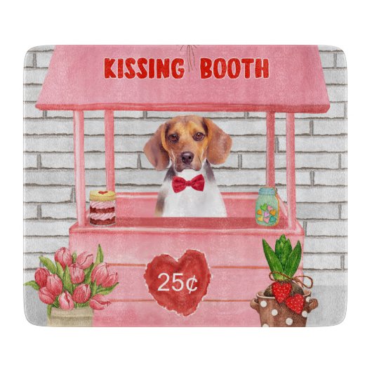 Beagle Dog Valentijnsdag Kissing Booth Snijplank (Voorkant)