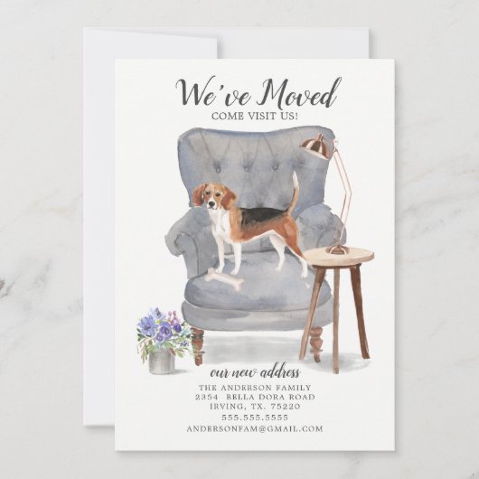 Beagle Dog | Verplaatsingsaankondiging Aankondiging (Voorkant)