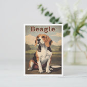 Beagle Dog Vintage Art Briefkaart (Staand voorkant)