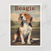 Beagle Dog Vintage Art Briefkaart (Voorkant)
