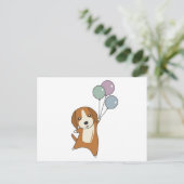 Beagle Dog vliegt omhoog met ballonnen Briefkaart (Staand voorkant)
