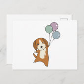 Beagle Dog vliegt omhoog met ballonnen Briefkaart (Voorkant / Achterkant)