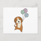 Beagle Dog vliegt omhoog met ballonnen Briefkaart (Voorkant)