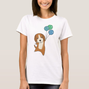 Beagle Dog vliegt omhoog met ballonnen T-shirt