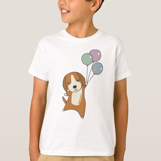 Beagle Dog vliegt omhoog met ballonnen T-shirt (Voorkant)