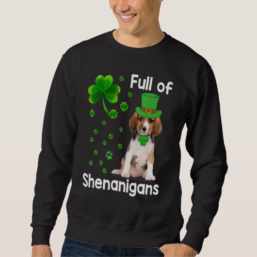 Beagle Dog vol met Shenanigans Leprechaun St Patri Trui (Voorkant)
